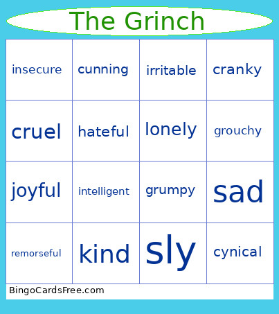 The Grinch Bingo Card