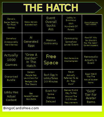 THE HATCH Bingo Card