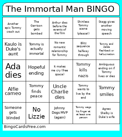 The Immortal Man Bingo Card