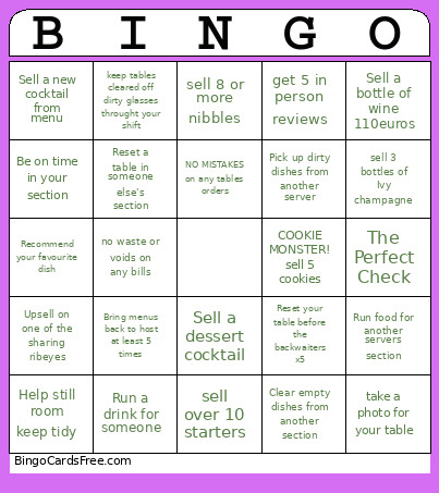 The Ivy Bingo Card