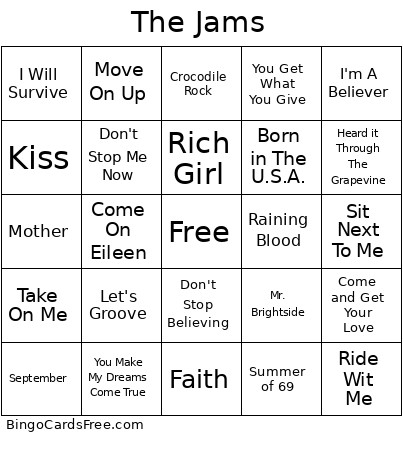 The Jams Bingo Card