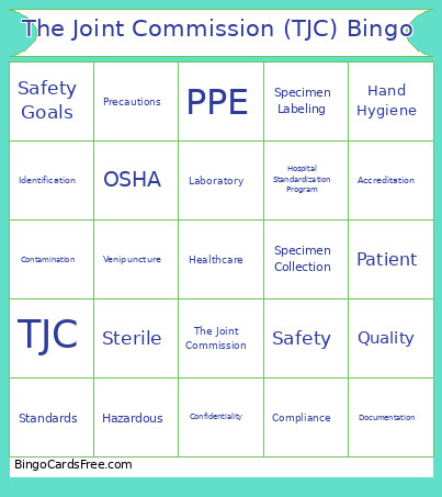 The Joint Commission (TJC) Bingo Card