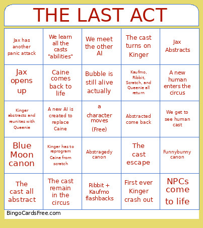 THE LAST ACT Bingo Card
