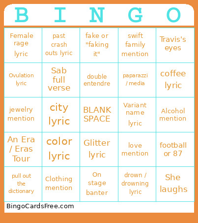 THE LIFE OF A SHOWGIRL Bingo Card