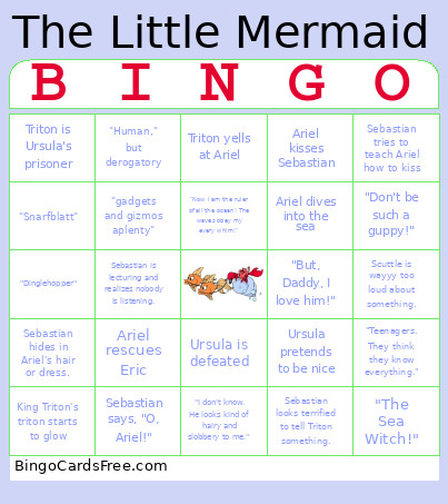 The Little Mermaid Bingo Card