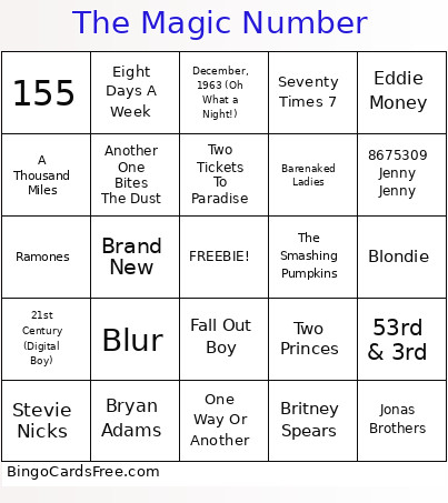 The Magic Number Bingo Card