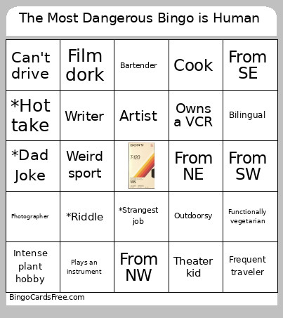 The Most Dangerous Is Human Bingo Card
