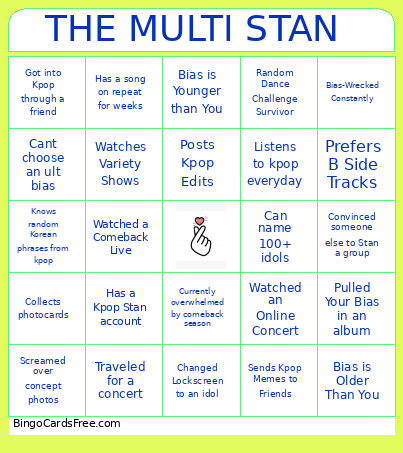 THE MULTI STAN Bingo Card
