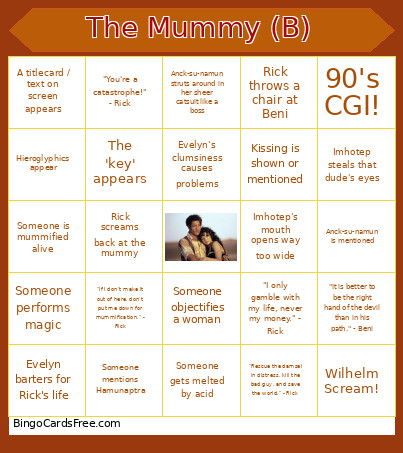 The Mummy (B) Bingo Card