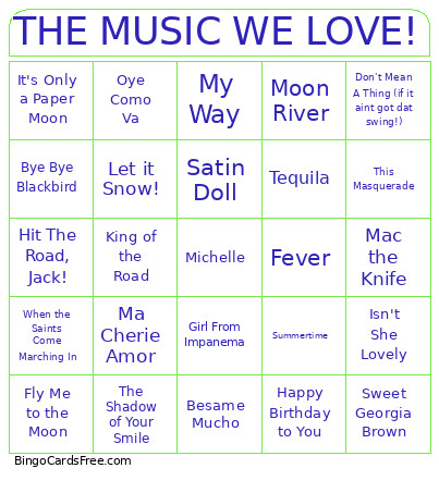 THE MUSIC WE LOVE! Bingo Card