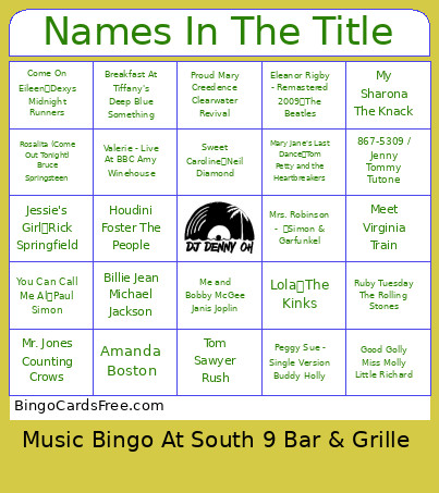 The Name Game 2026 Bingo Card