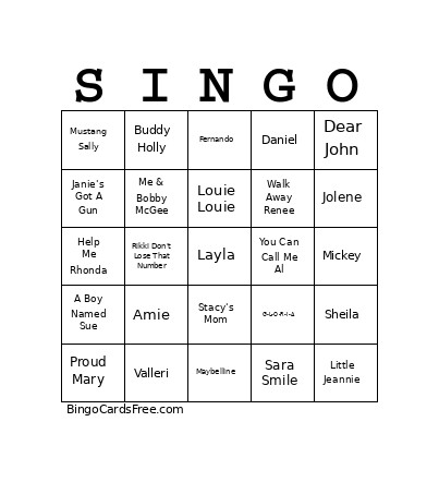 The Name Game Bingo Card