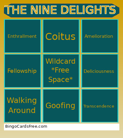 The Nine Delights Bingo Card