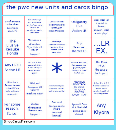 The Pwc New Units And Bingo Card