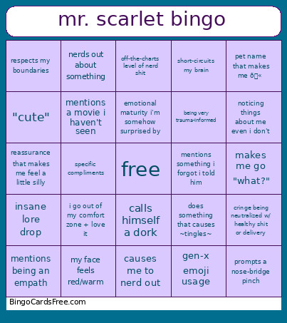 The Red Man Bingo Card