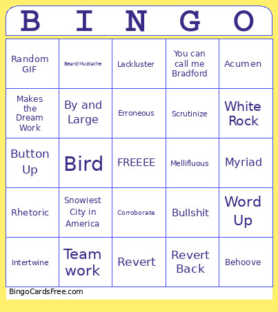 The Reverend Dr BAPM Bingo Card