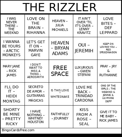 THE RIZZLER Bingo Card