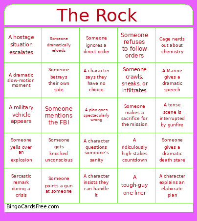 The Rock Bingo Card