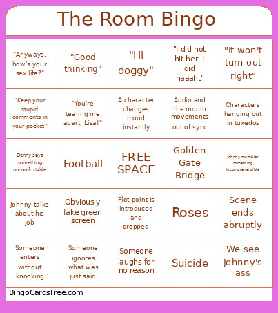 The Room Bingo Card