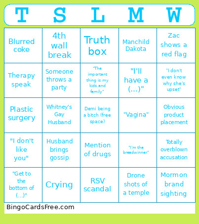 The Secret Lives Of Mormon Wives Bingo Card 2