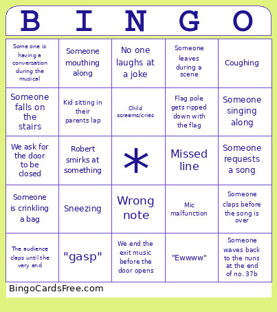 The Sound Of Music Bingo Card