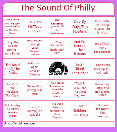 The Sound Of Philly Bingo Card