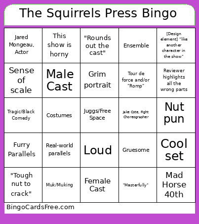 The Squirrels Press Bingo Card
