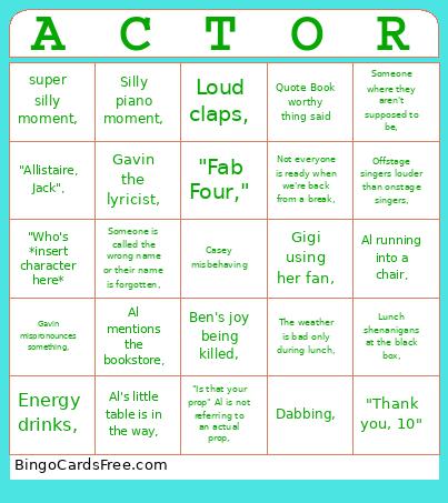 The Super Silly JI Bingo