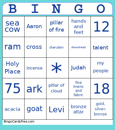 The Tabernacle Bingo Card