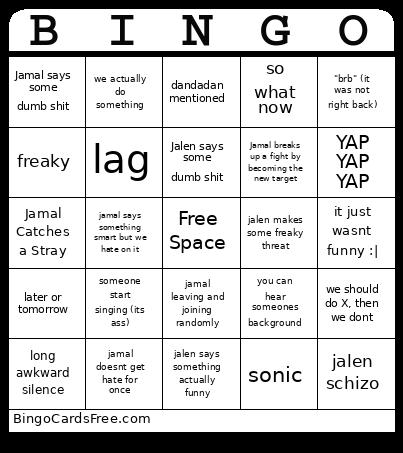 The Three Idiots Bingo Card