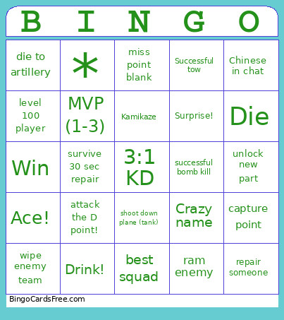 The Thunder Bingo Card