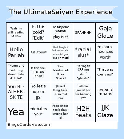 The UltimateSaiyan Experience Bingo