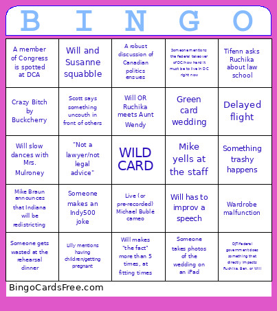 The Wedding Bingo Card