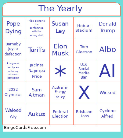 The Yearly Bingo Card