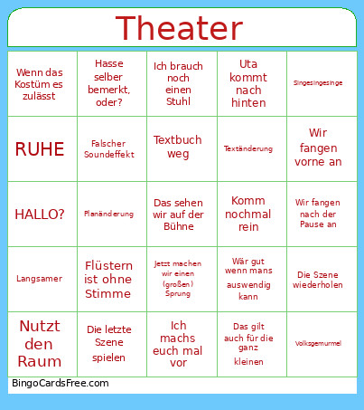 Theater Bingo Card