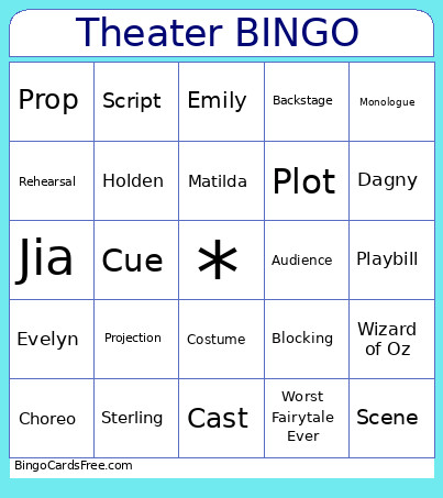 Theater Bingo Card