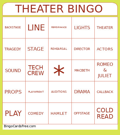 THEATER Bingo Card