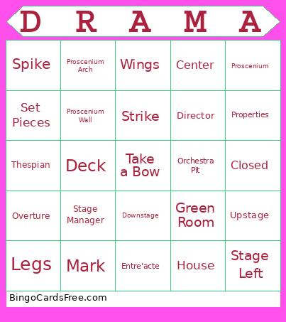 Theatre Vocab Bingo