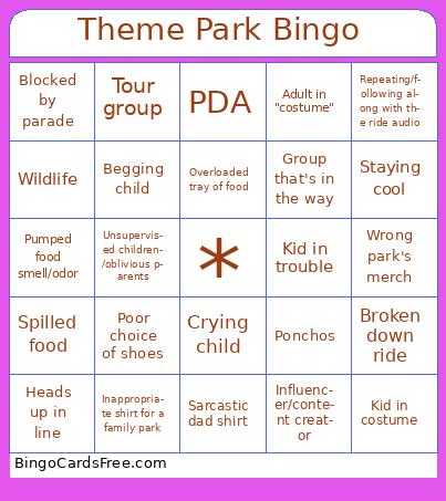Theme Park Bingo
