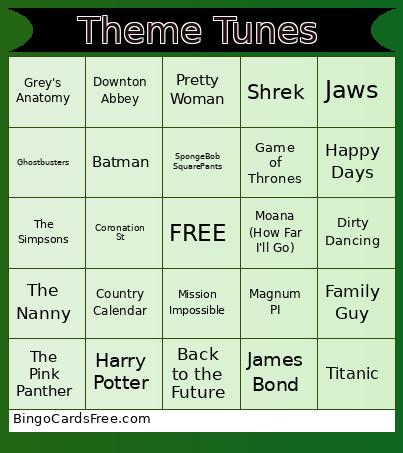 Theme Tunes Bingo