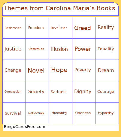 Themes From Carolina Maria’s Books Bingo Card
