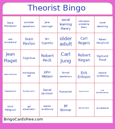 Theorist Bingo Card