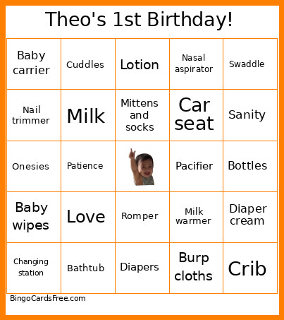 Theo's 1st Birthday! Bingo Card