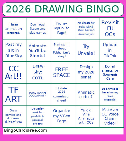 ThePrismOwl's 2026 To-Do-List Drawing Bingo Card