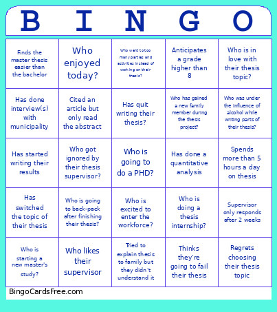 Thesis Bingo Card