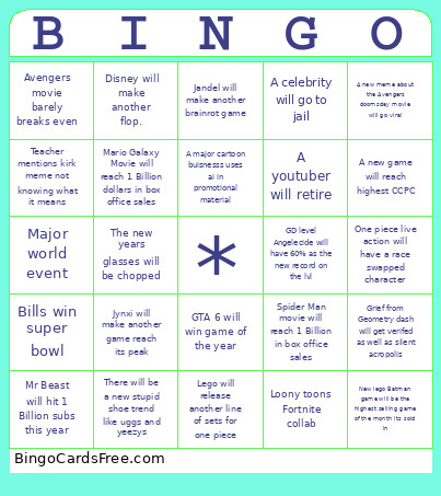 Thing Bingo Card