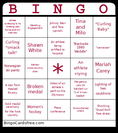 Thing You've Seen At The 2026 Winter Games Bingo Card