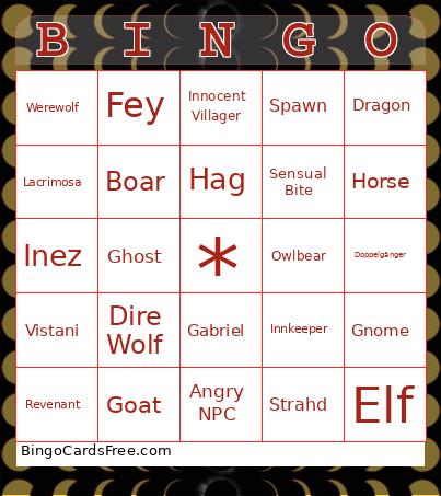 Things Paul Has Bitten Into Bingo Card