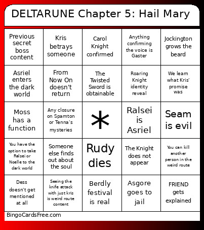 Things That Won't Happen In Chapter 5 Bingo Card