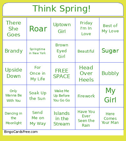 Think Spring! Bingo Card